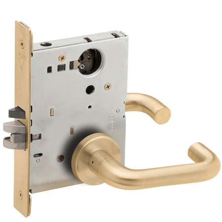 Schlage Grade 1 Entrance Office Mortise Lock, Less Cylinder, 03 Lever, A Rose, Satin Brass Finish L9050L 03A 606